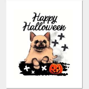 Halloween Season Ghost Puppy Pumpkin with Australian Cattle Dog Posters and Art
